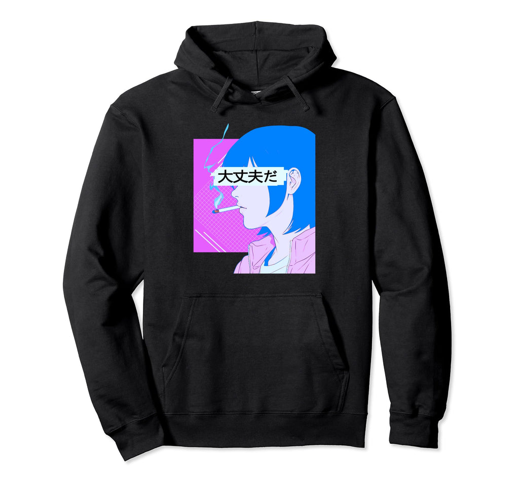 90S Sad Anime Smoking Lofi Japanese Hoodie - Trendy Graphic for Adults - T-Shirt, Sweatshirt, Hoodie