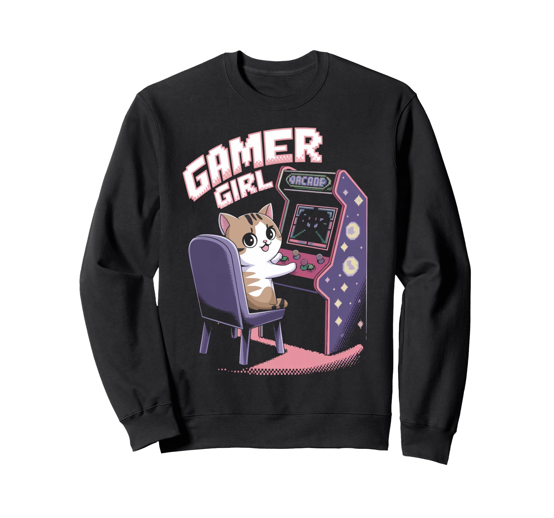 Gamer Cat Kitten Arcade Gamer Sweatshirt - Fun Novelty Design Unisex - T-Shirt, Sweatshirt, Hoodie