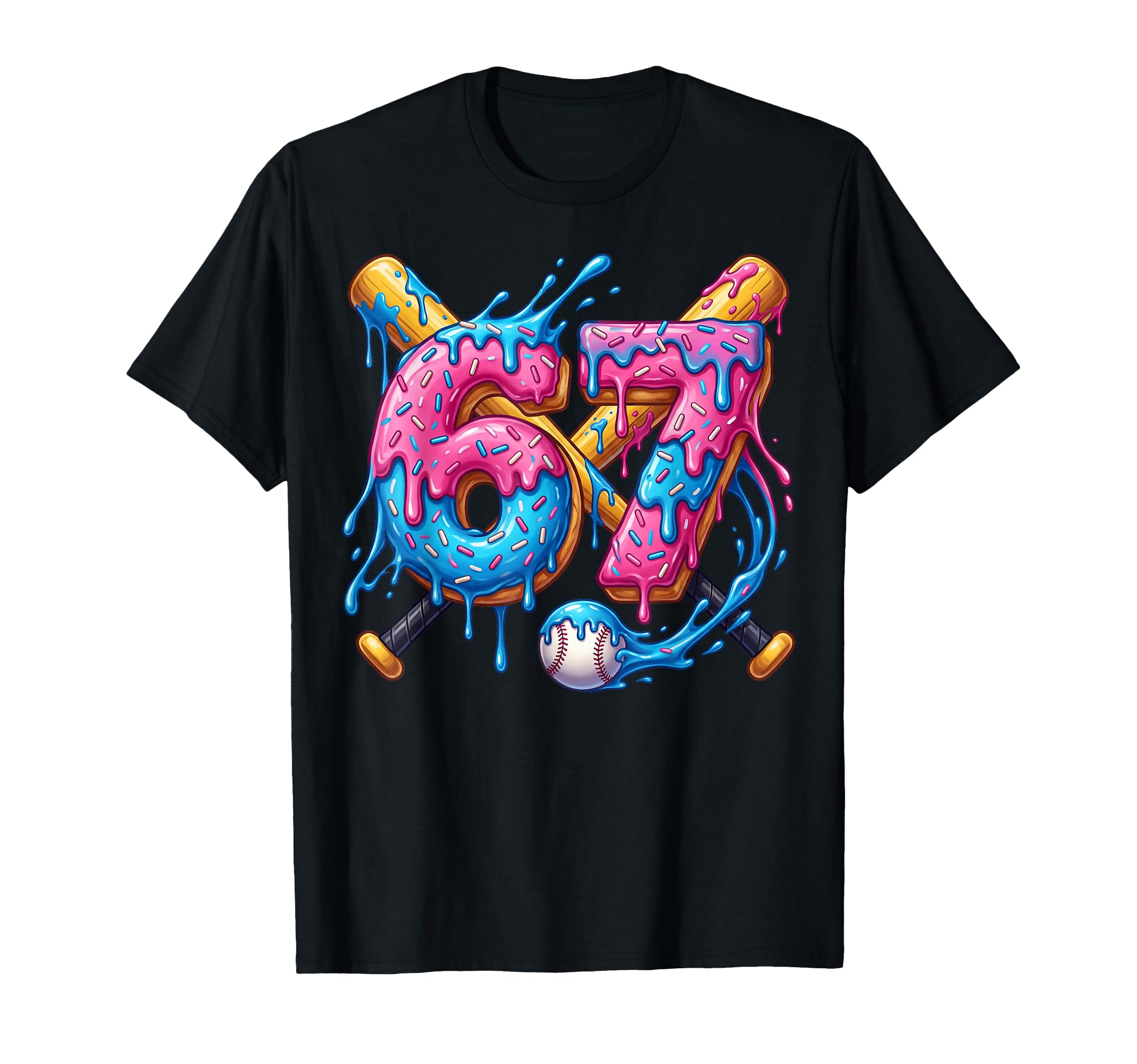 Baseball Drip Number 67 Player 67Th T-Shirt - Fun Novelty Design Men Women - T-Shirt, Sweatshirt, Hoodie