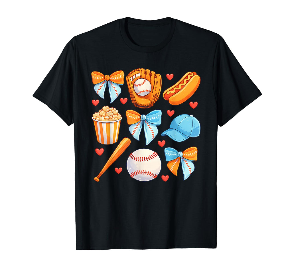 Baseball Coquette Bow Baseball Cheer T-Shirt - Novelty Apparel for Adults - T-Shirt, Sweatshirt, Hoodie