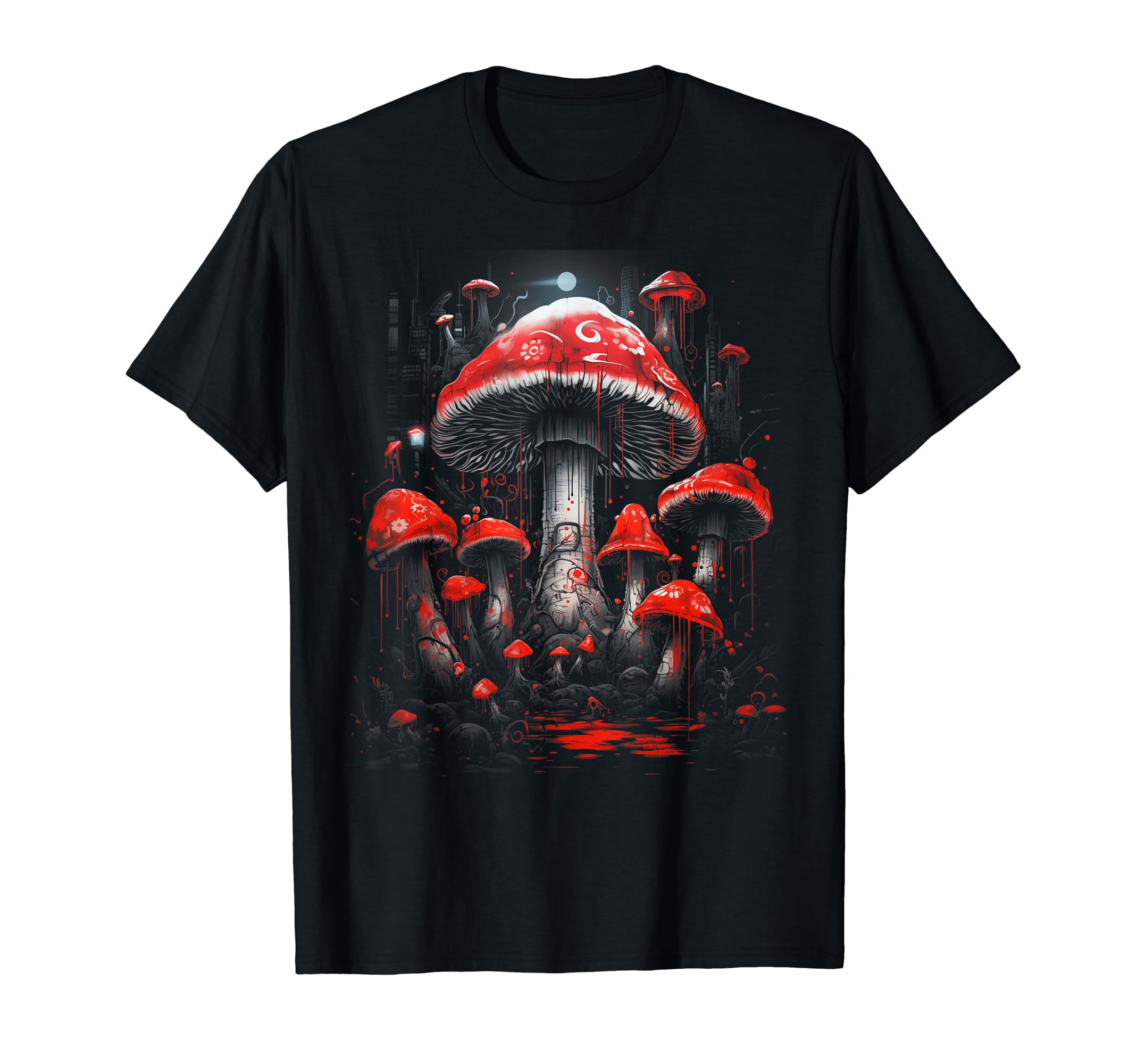 70S 80S Mushrooms Distressed 81 T-Shirt - Unique Graphic for Adults - T-Shirt, Sweatshirt, Hoodie