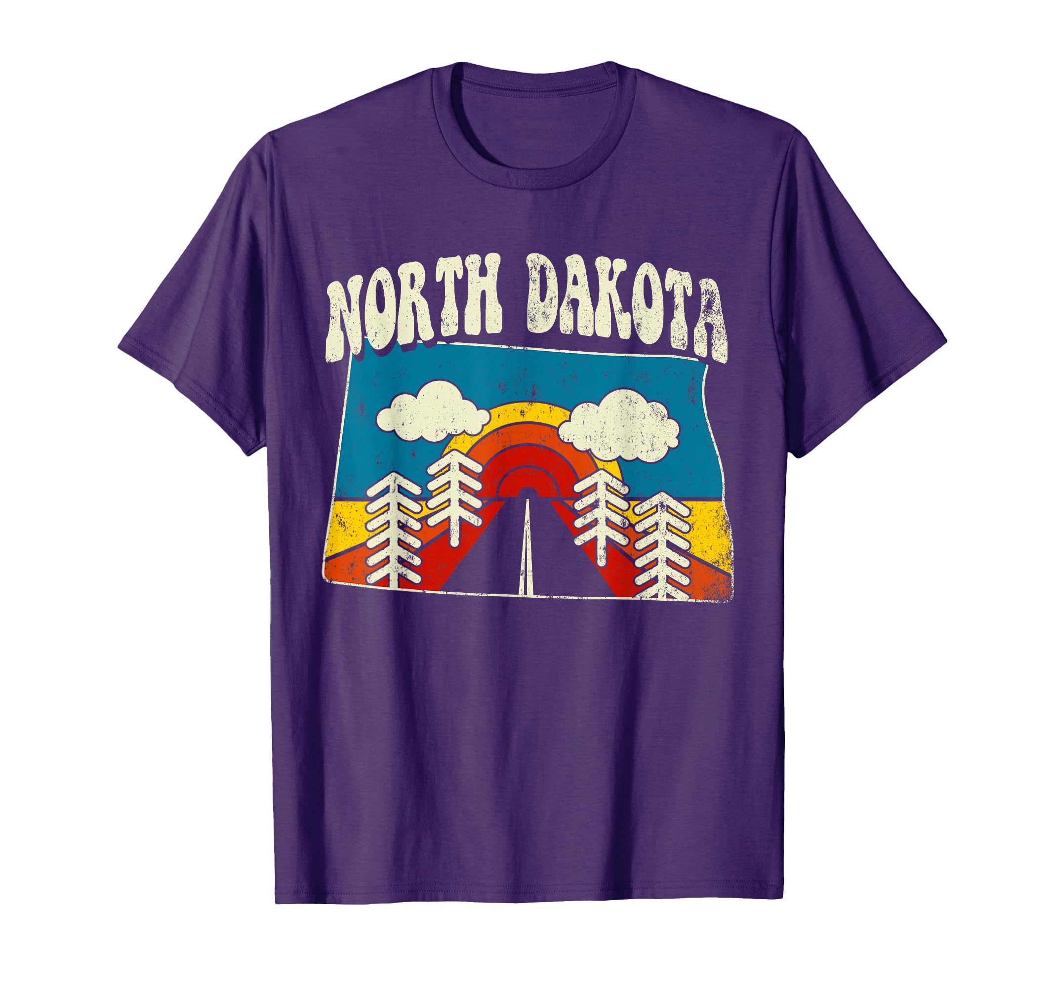 North Dakota State Rainbow Hippie 70S T-Shirt - Novelty Apparel for Adults - T-Shirt, Sweatshirt, Hoodie