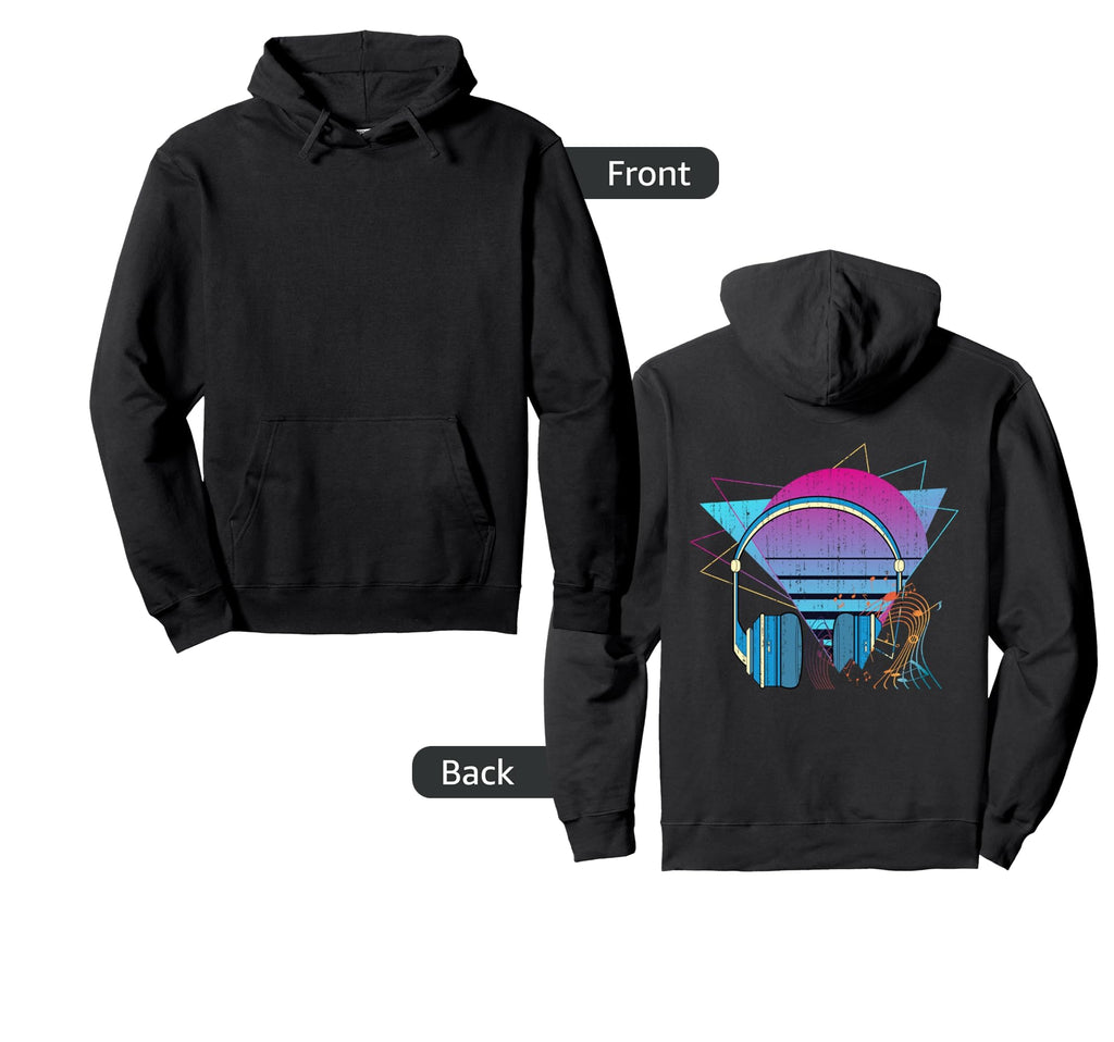 80S Art Vaporwave Aesthetic Headphones Hoodie - Custom Art Print Unisex - T-Shirt, Sweatshirt, Hoodie