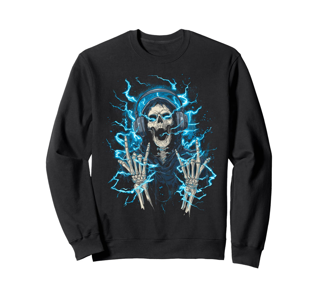 Y2K Gothic Emo Skull Electric Sweatshirt - Custom Art Print Men Women - T-Shirt, Sweatshirt, Hoodie