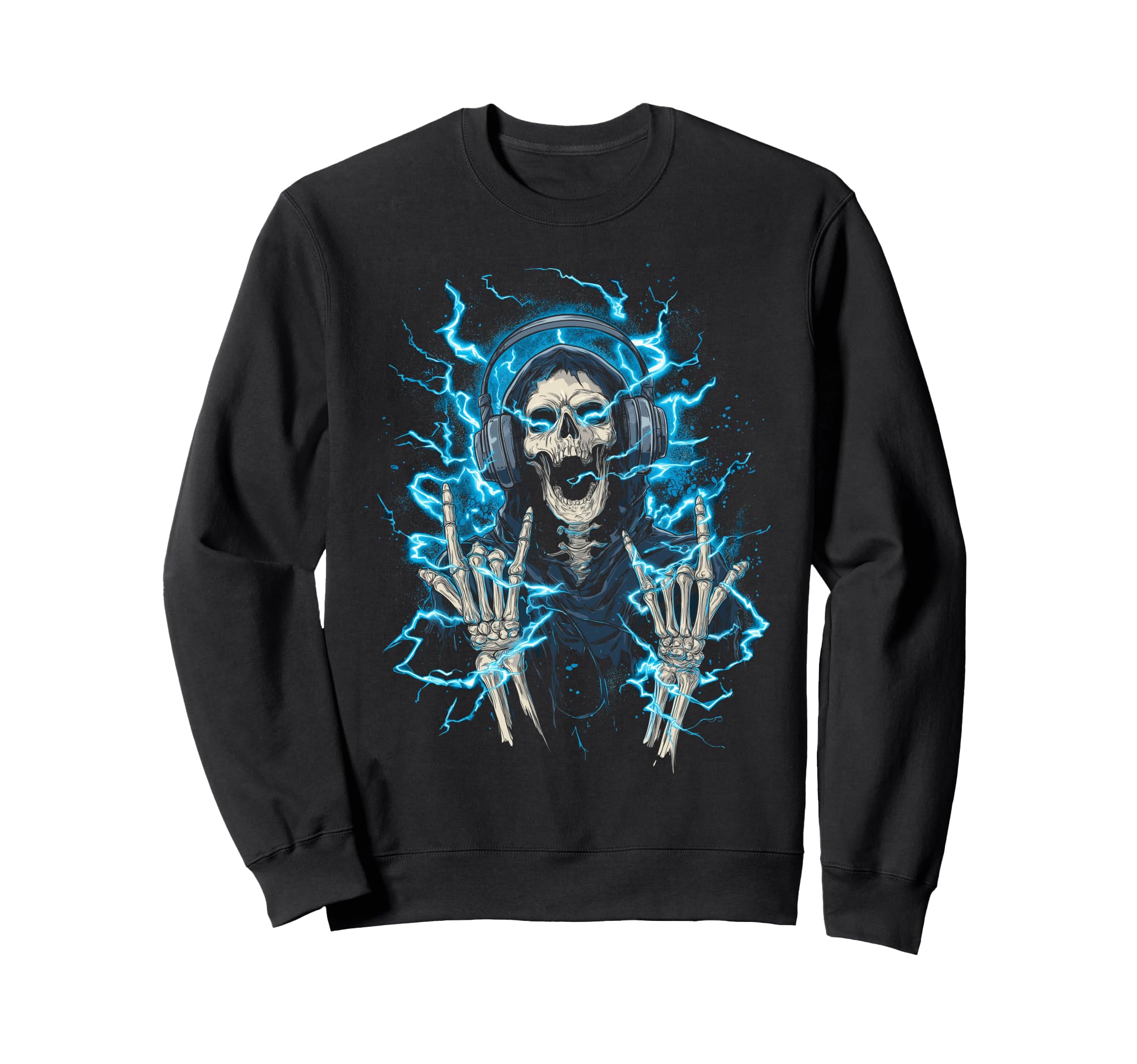 Y2K Gothic Emo Skull Electric Sweatshirt - Custom Art Print Men Women - T-Shirt, Sweatshirt, Hoodie