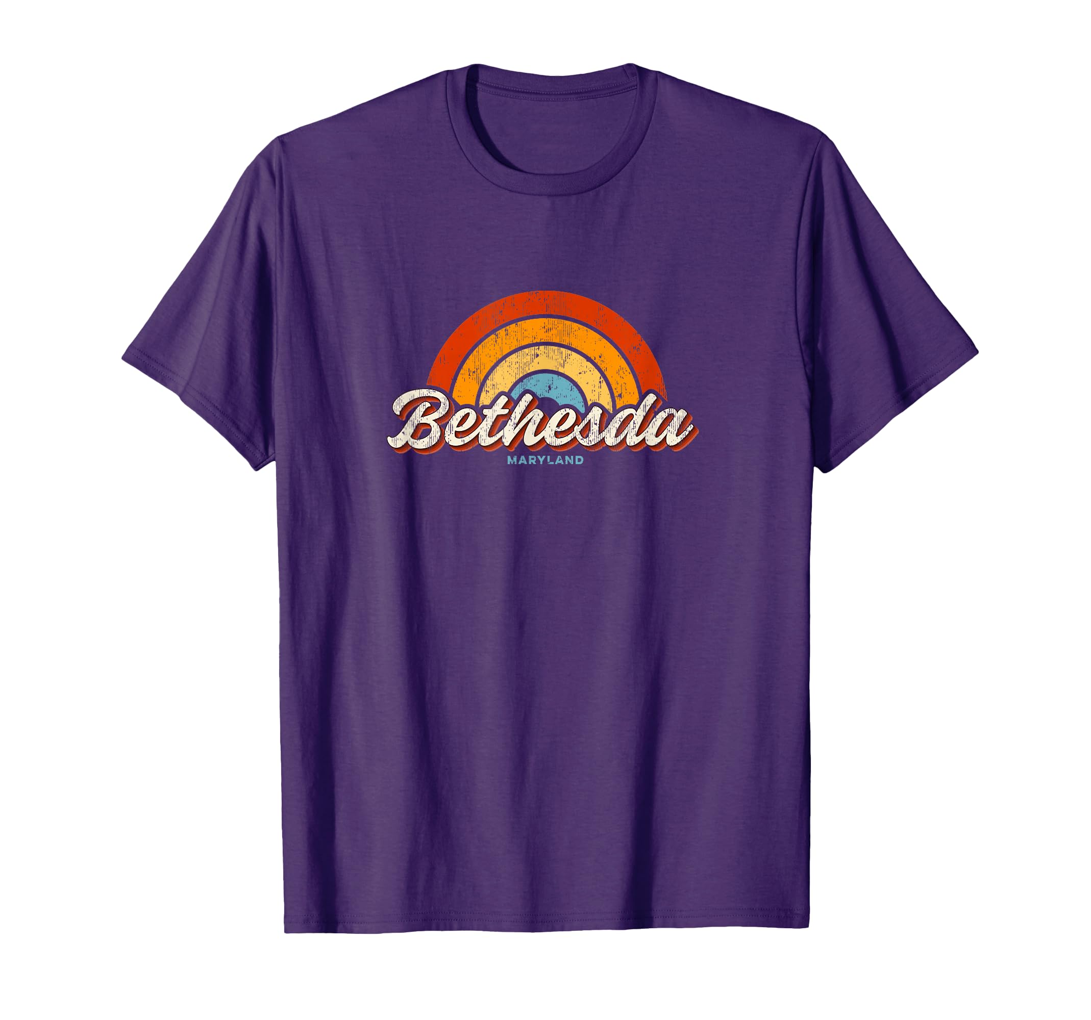 Bethesda Maryland Md Rainbow 70S T-Shirt - Trendy Graphic Men Women - T-Shirt, Sweatshirt, Hoodie