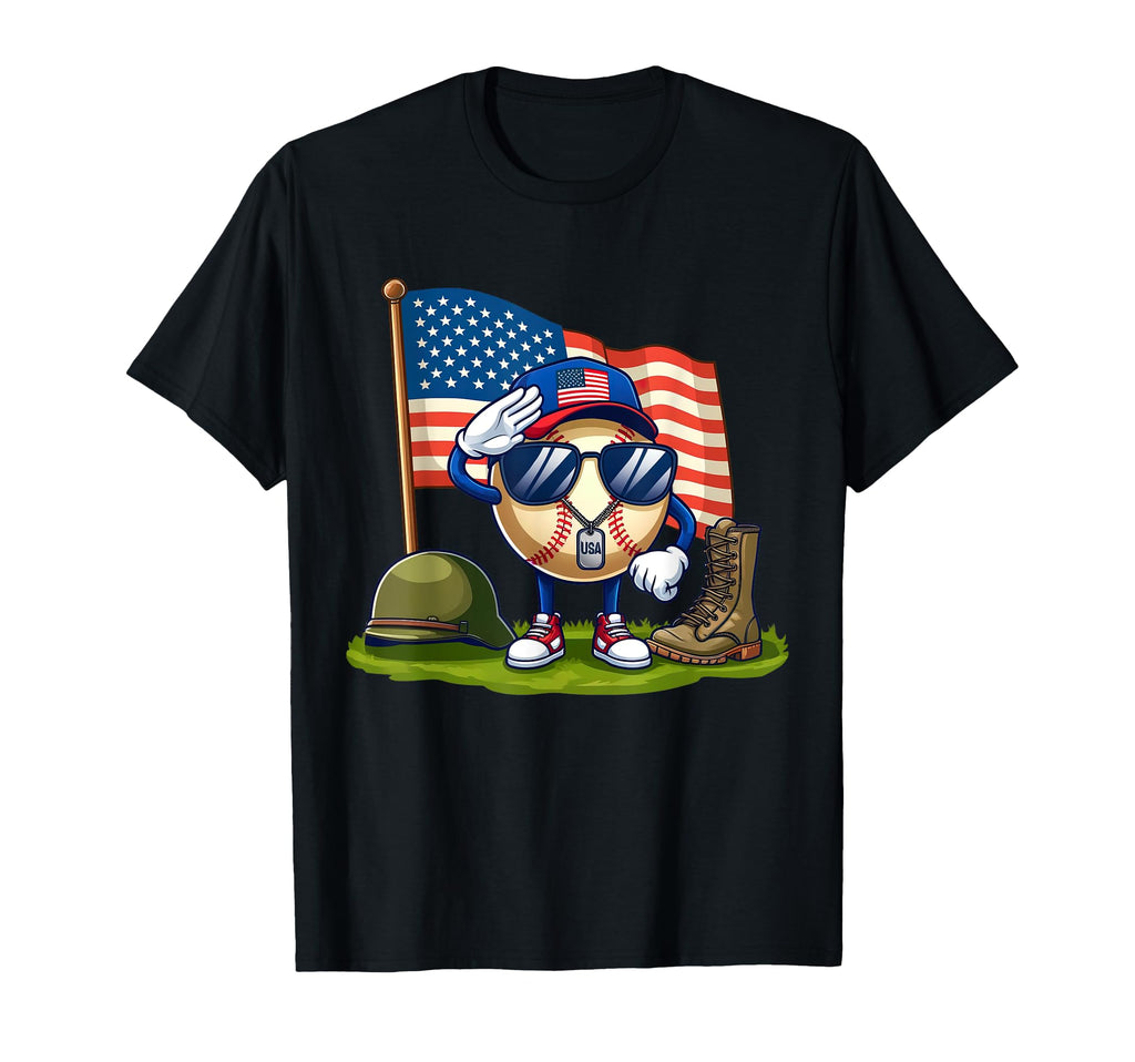 Salute Baseball American Usa Flag T-Shirt - Fun Novelty Design Unisex - T-Shirt, Sweatshirt, Hoodie