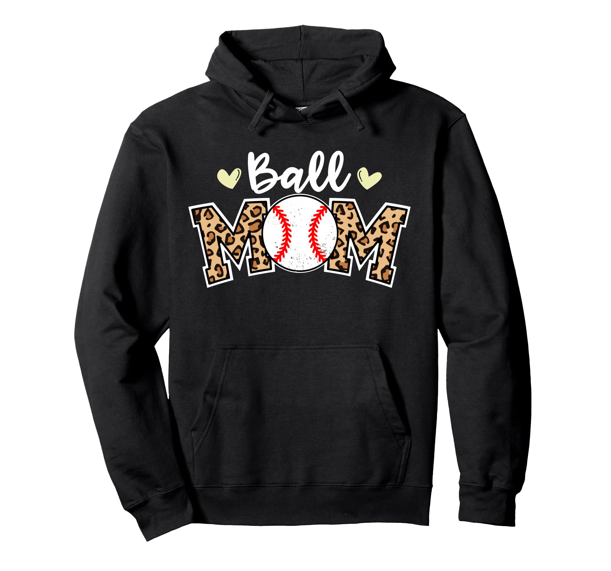 Ball Mom Leopard Funny Baseball Hoodie - Aesthetic Graphic Men Women - T-Shirt, Sweatshirt, Hoodie
