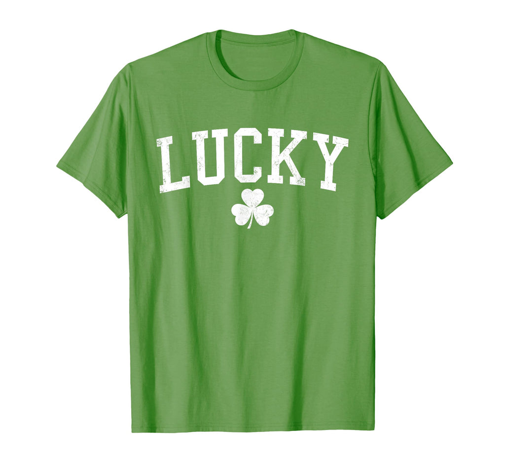 Lucky Shamrock Distressed St Patricks Day T-Shirt - Minimalist Print Unisex - T-Shirt, Sweatshirt, Hoodie