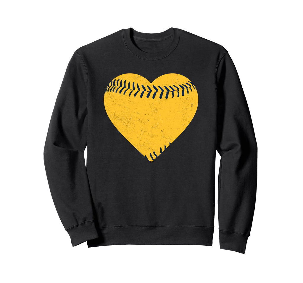 Yellow And Blue Baseball Heart Sweatshirt - Trendy Graphic for Adults - T-Shirt, Sweatshirt, Hoodie