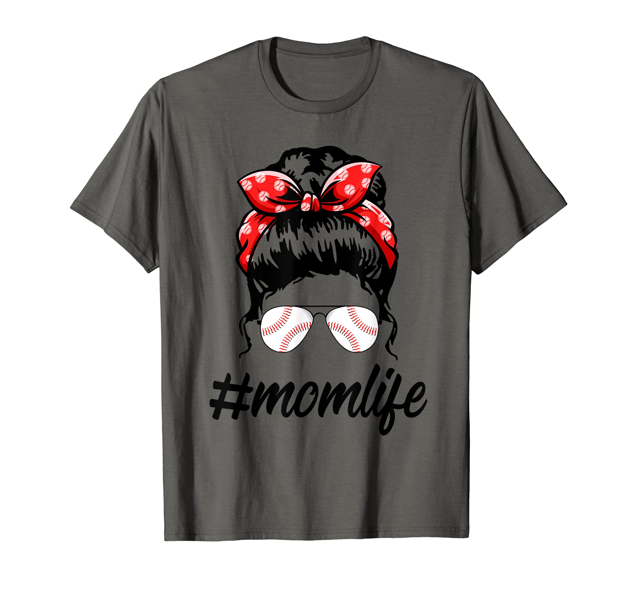 Momlife Baseball Mom Leopard Messy Bun T-Shirt - Trendy Graphic Men Women - T-Shirt, Sweatshirt, Hoodie