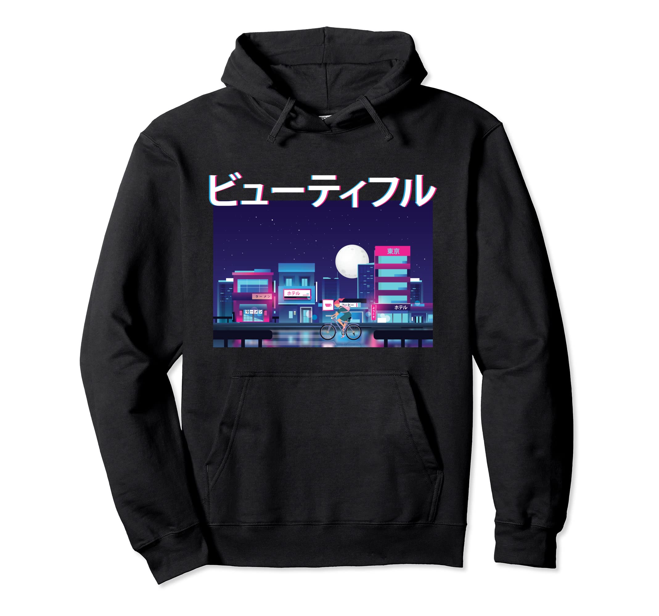 Manga Anime Vaporwave Aesthetic Bike Hoodie - Custom Art Print Men Women - T-Shirt, Sweatshirt, Hoodie