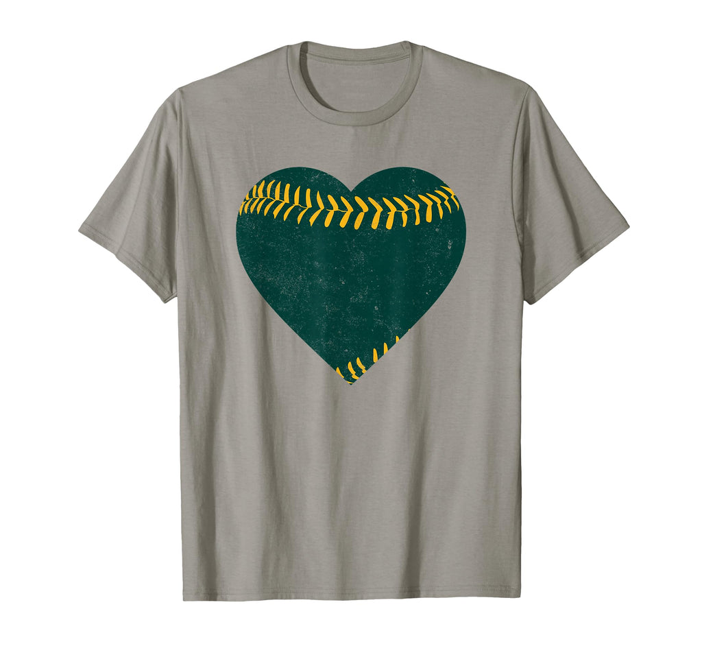 Green And Gold Baseball Heart T-Shirt - Aesthetic Graphic for Adults - T-Shirt, Sweatshirt, Hoodie