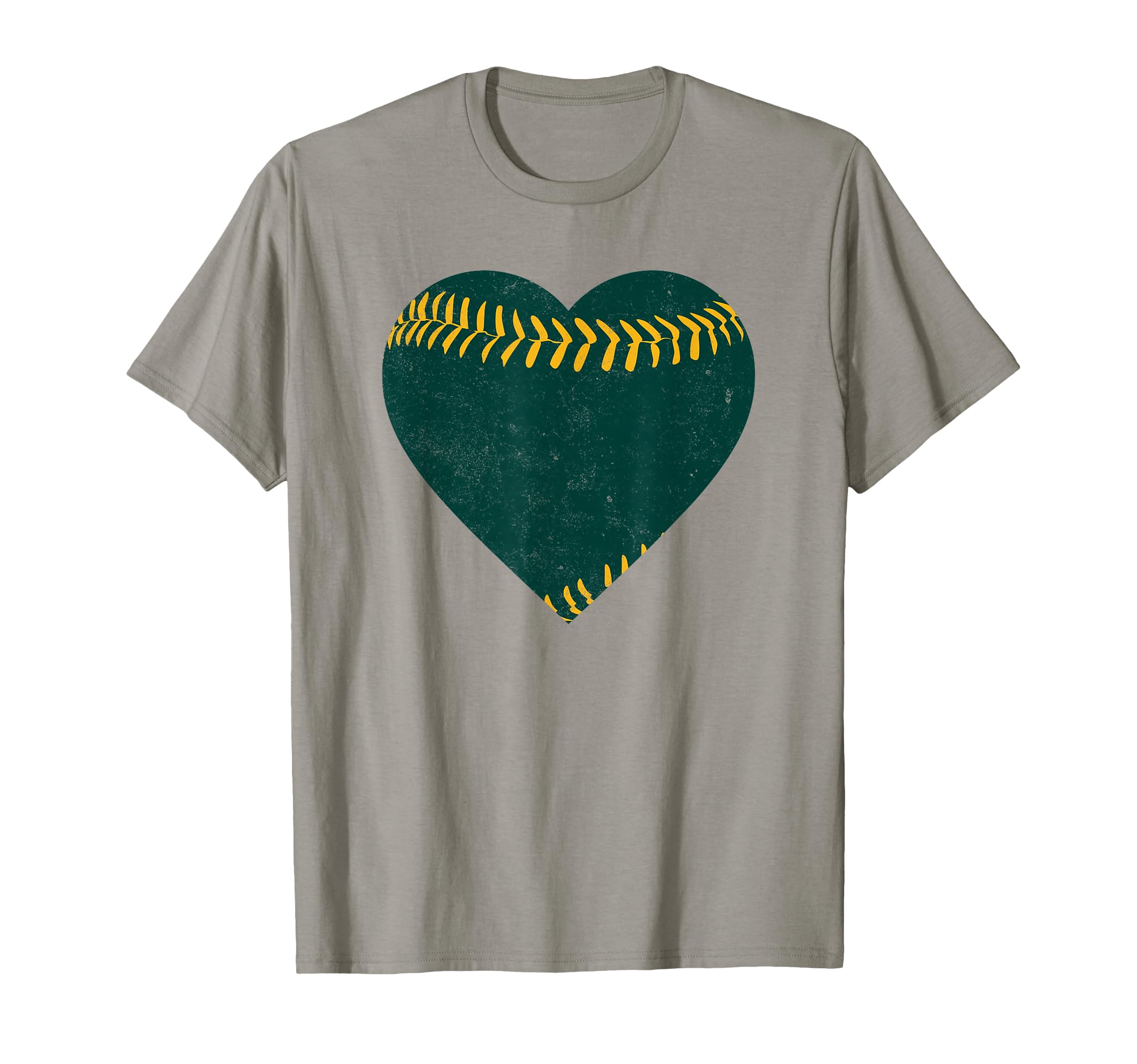 Green And Gold Baseball Heart T-Shirt - Aesthetic Graphic for Adults - T-Shirt, Sweatshirt, Hoodie