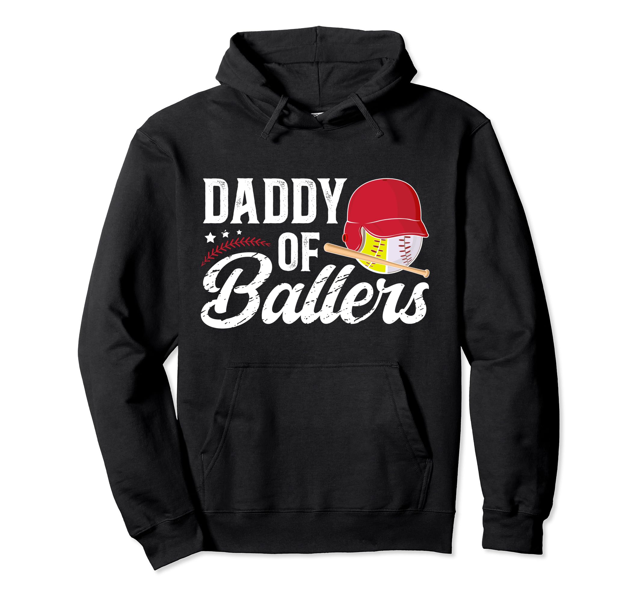 Daddy Ballers Softball Baseball Dad Hoodie - Fun Novelty Design for Adults - T-Shirt, Sweatshirt, Hoodie