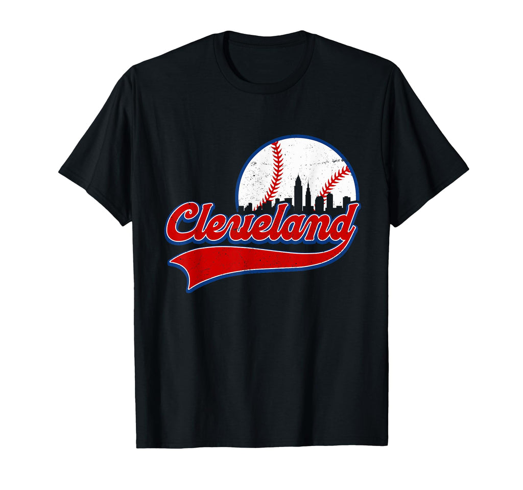Cleveland City Downtown Skylines Baseball T-Shirt - Unique Graphic Unisex - T-Shirt, Sweatshirt, Hoodie