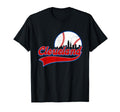 Cleveland City Downtown Skylines Baseball T-Shirt - Unique Graphic Unisex - T-Shirt, Sweatshirt, Hoodie