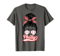 Philly Baseball Fans Messy Bun T-Shirt - Aesthetic Graphic Unisex - T-Shirt, Sweatshirt, Hoodie
