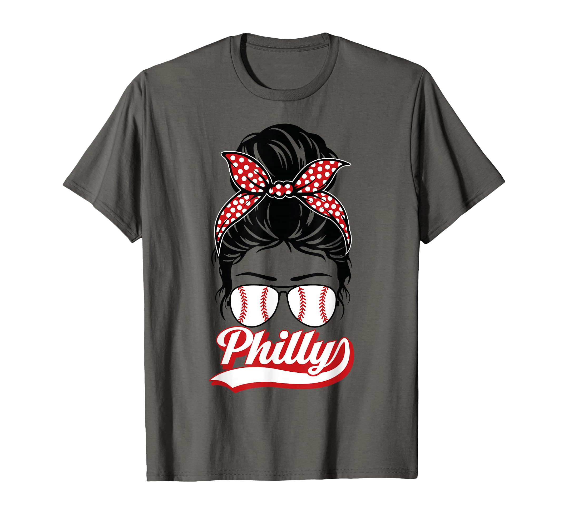 Philly Baseball Fans Messy Bun T-Shirt - Aesthetic Graphic Unisex - T-Shirt, Sweatshirt, Hoodie