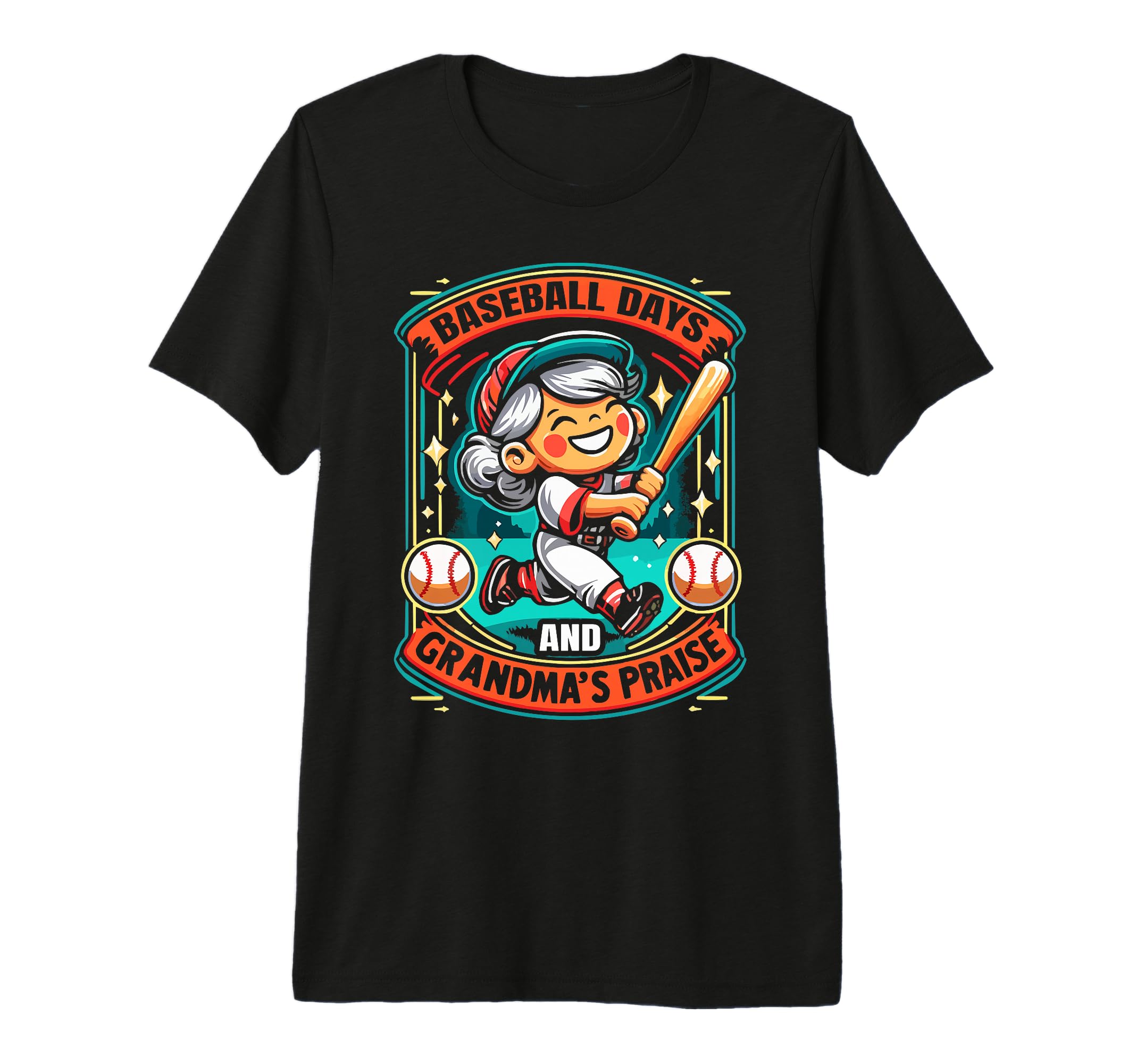 Baseball Grandma Grandmother Granny T-Shirt - Custom Art Print Unisex - T-Shirt, Sweatshirt, Hoodie