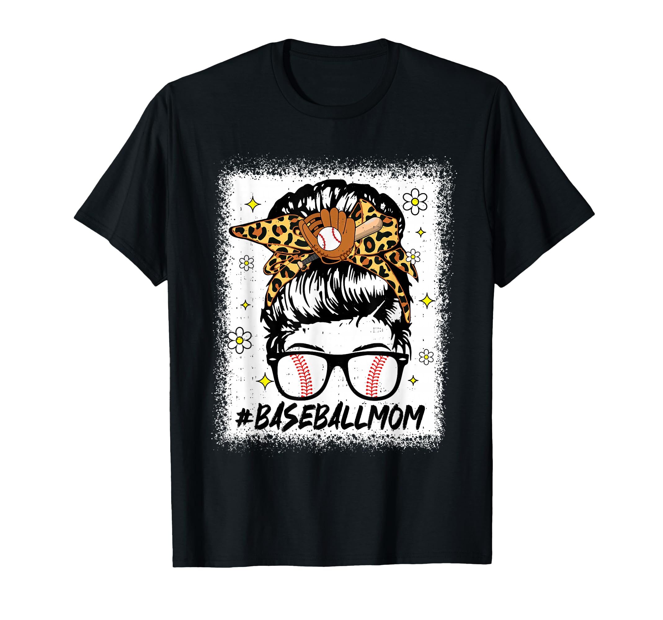 Leopard Baseball Mom Mama Both Mothers Day T-Shirt - Unique Graphic Unisex - T-Shirt, Sweatshirt, Hoodie