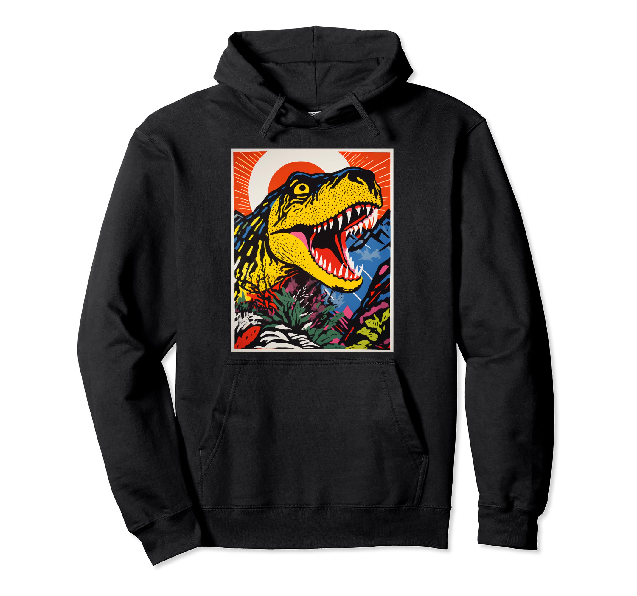 Dinosaur 90S Pop Art Aesthetic Hoodie - Novelty Apparel for Adults - T-Shirt, Sweatshirt, Hoodie