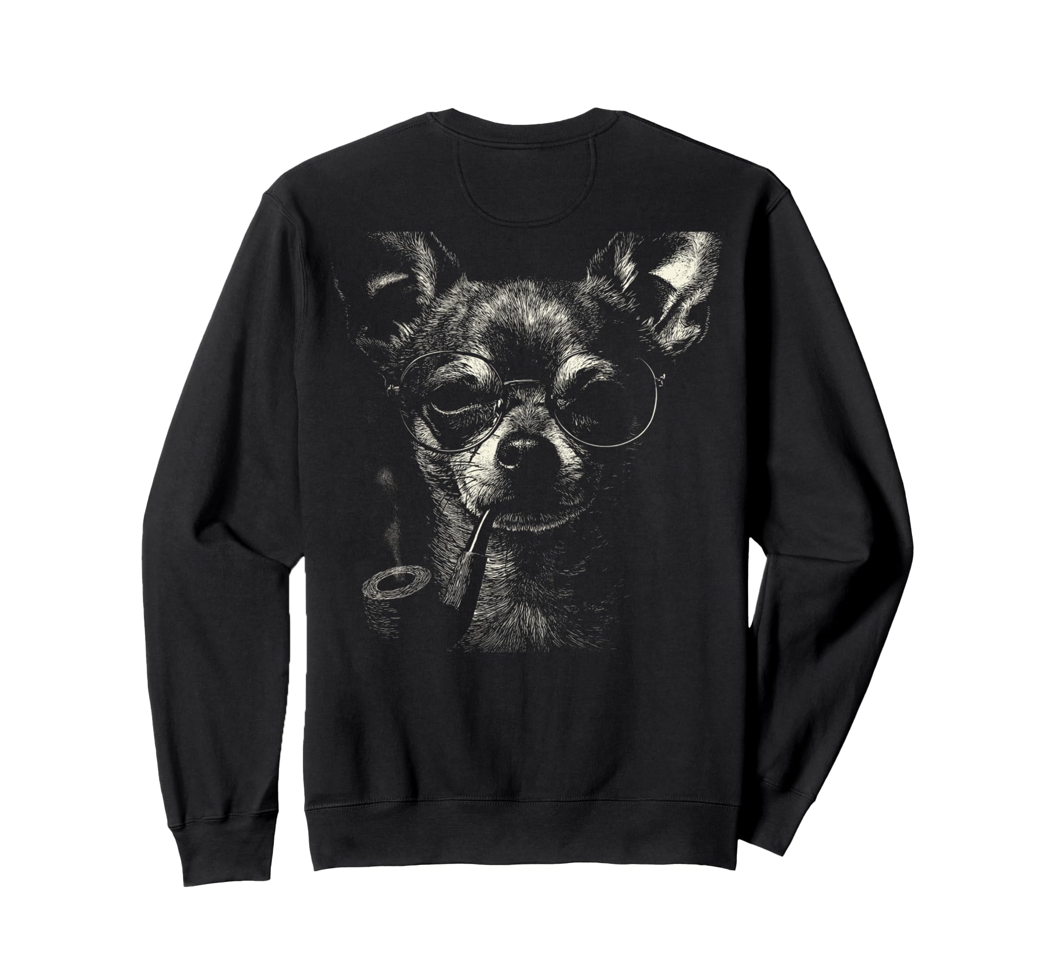 Chihuahua Smoking Pipe Glasses Grunge Sweatshirt - Graphic Print Unisex - T-Shirt, Sweatshirt, Hoodie