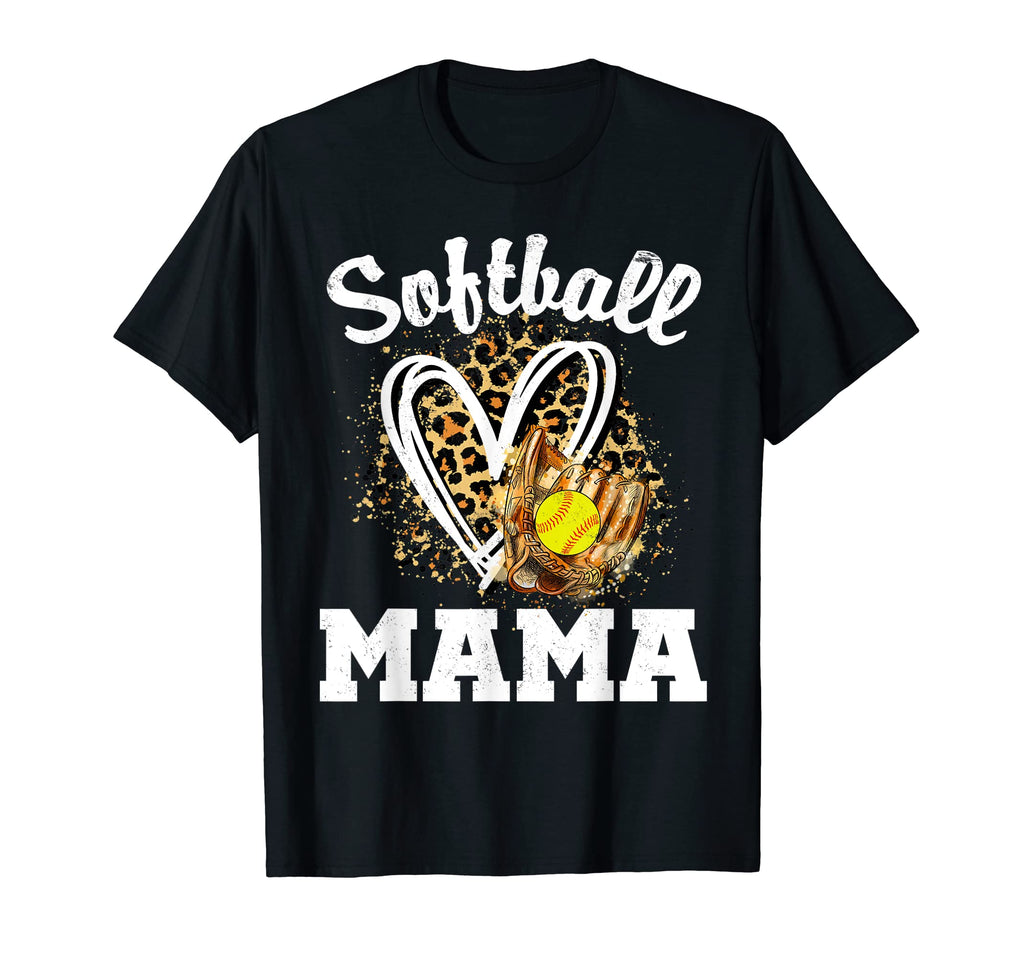 Softball Mama Leopard Heart T-Shirt - Unique Graphic Men Women - T-Shirt, Sweatshirt, Hoodie