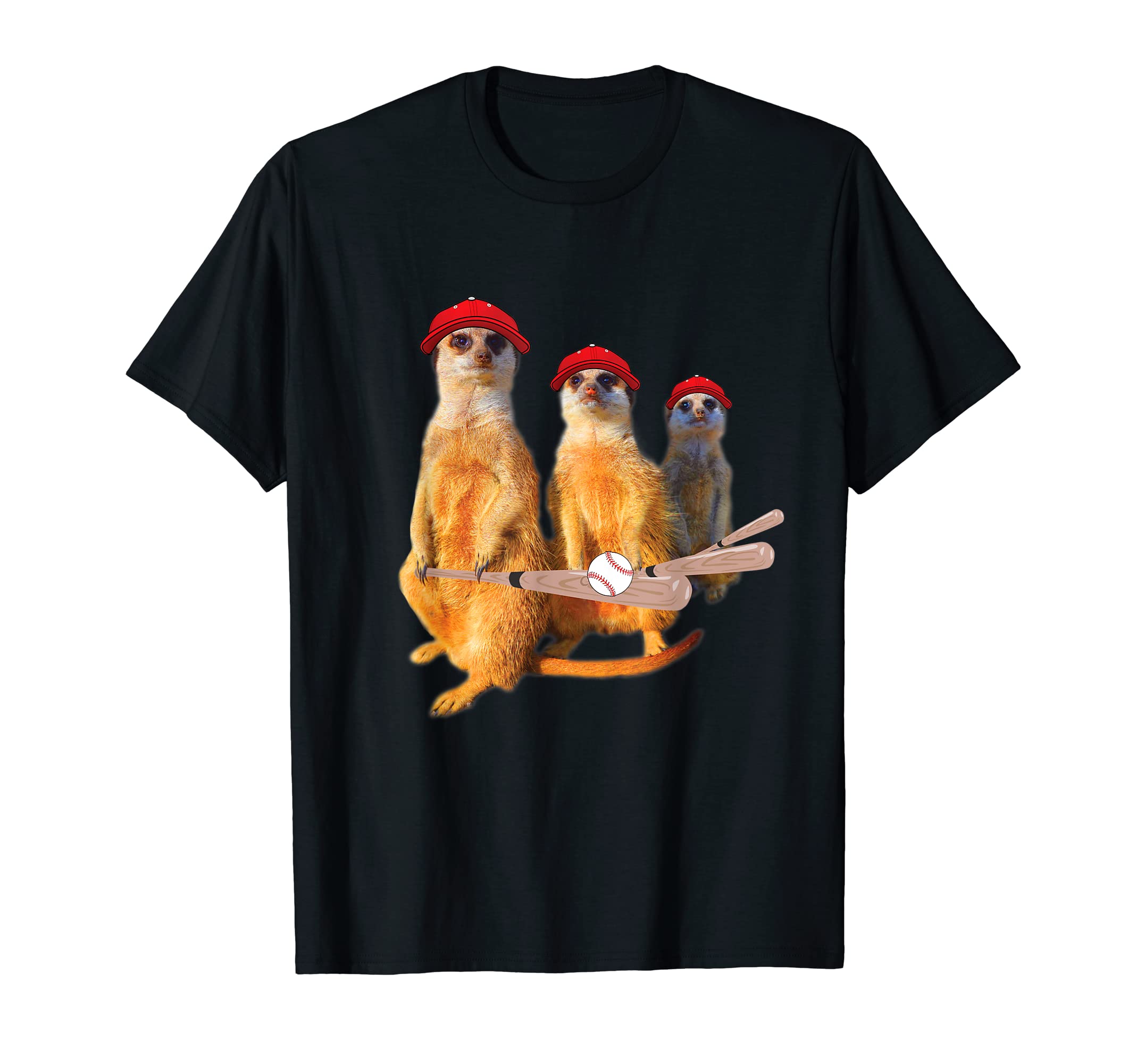 Meerkat Family Baseball Bat Cap Cappy T-Shirt - Graphic Print for Adults - T-Shirt, Sweatshirt, Hoodie
