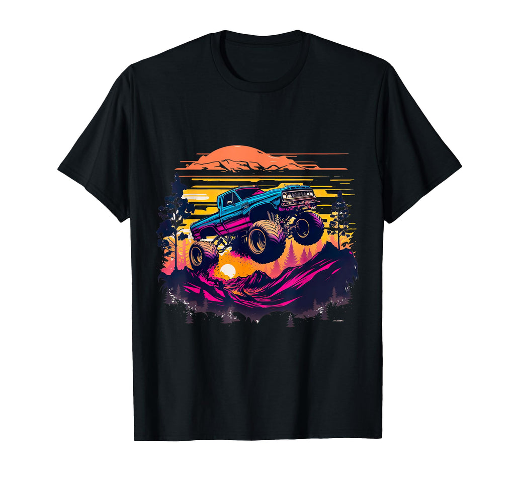 Monster Truck Sunset Monster Trucks T-Shirt - Minimalist Print for Adults - T-Shirt, Sweatshirt, Hoodie