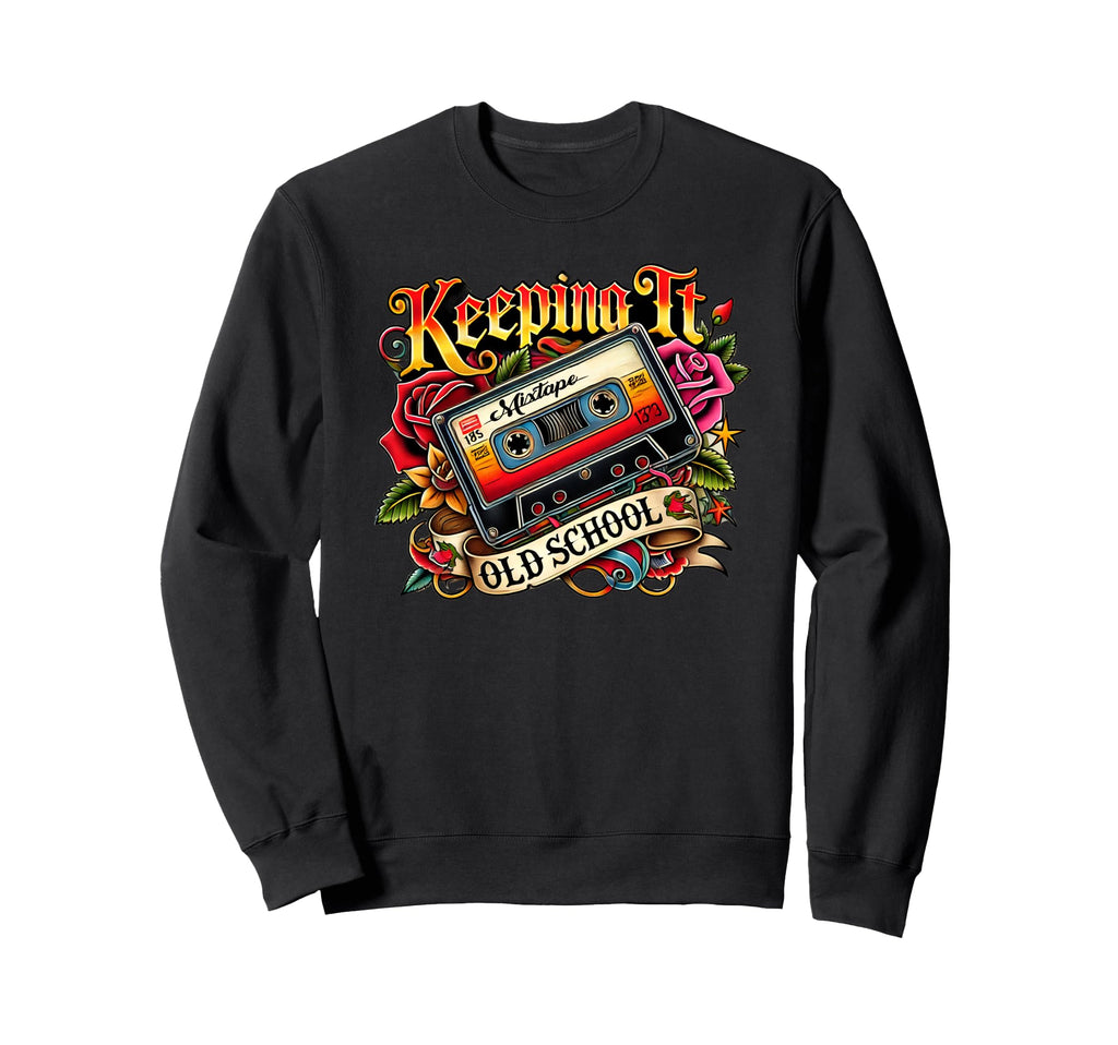 80S Mixtape Music Cassette Tape Sweatshirt - Minimalist Print for Adults - T-Shirt, Sweatshirt, Hoodie