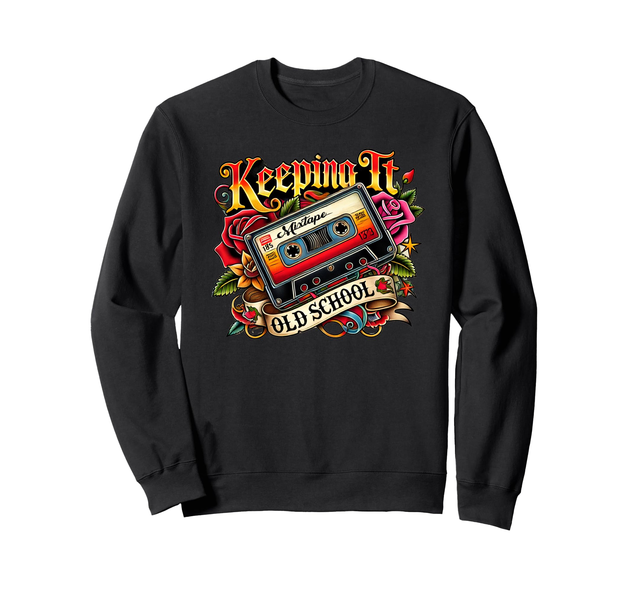 80S Mixtape Music Cassette Tape Sweatshirt - Minimalist Print for Adults - T-Shirt, Sweatshirt, Hoodie