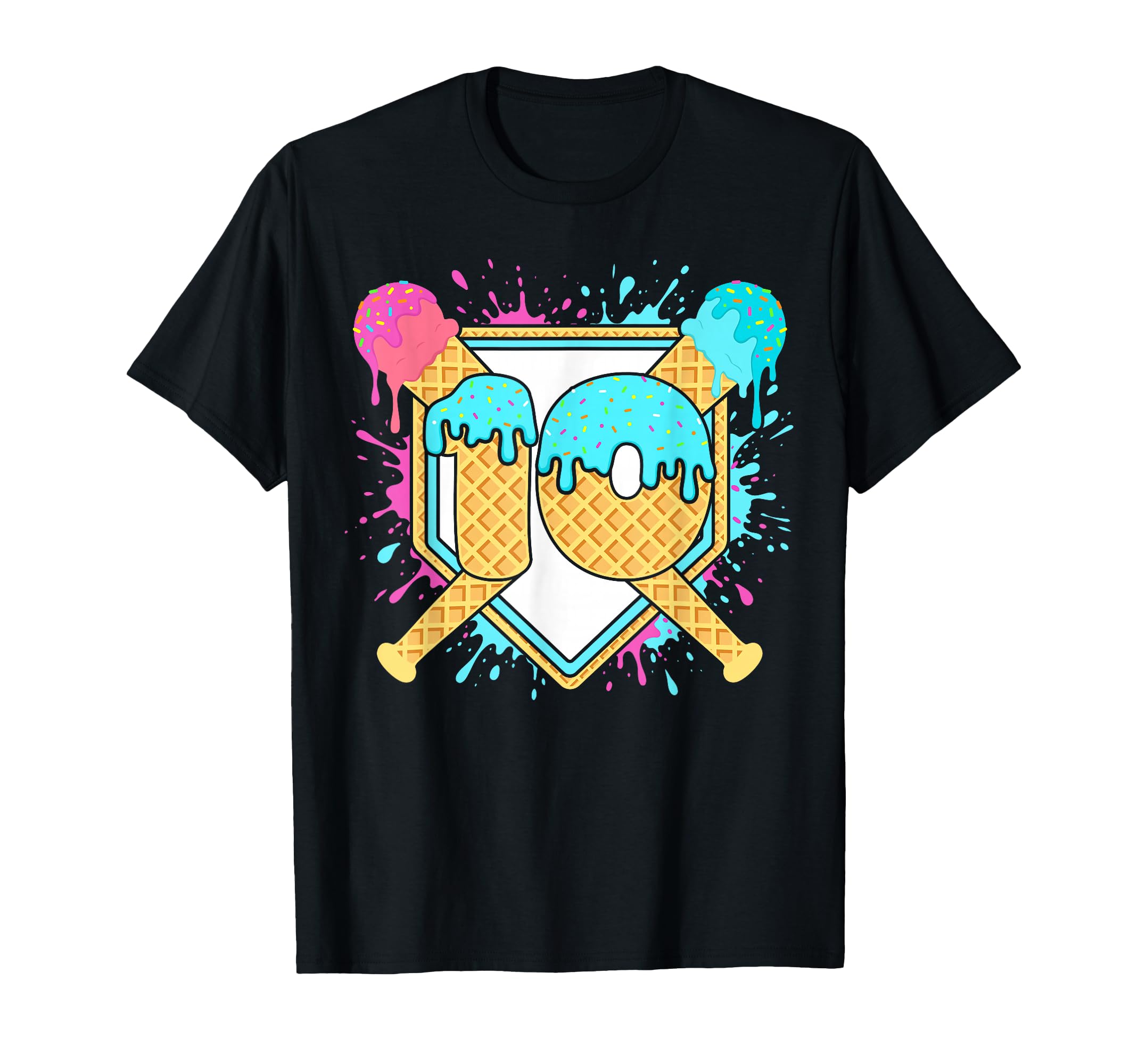Baseball 10 Year Old Ice Cream Drip T-Shirt - Trendy Graphic for Adults - T-Shirt, Sweatshirt, Hoodie