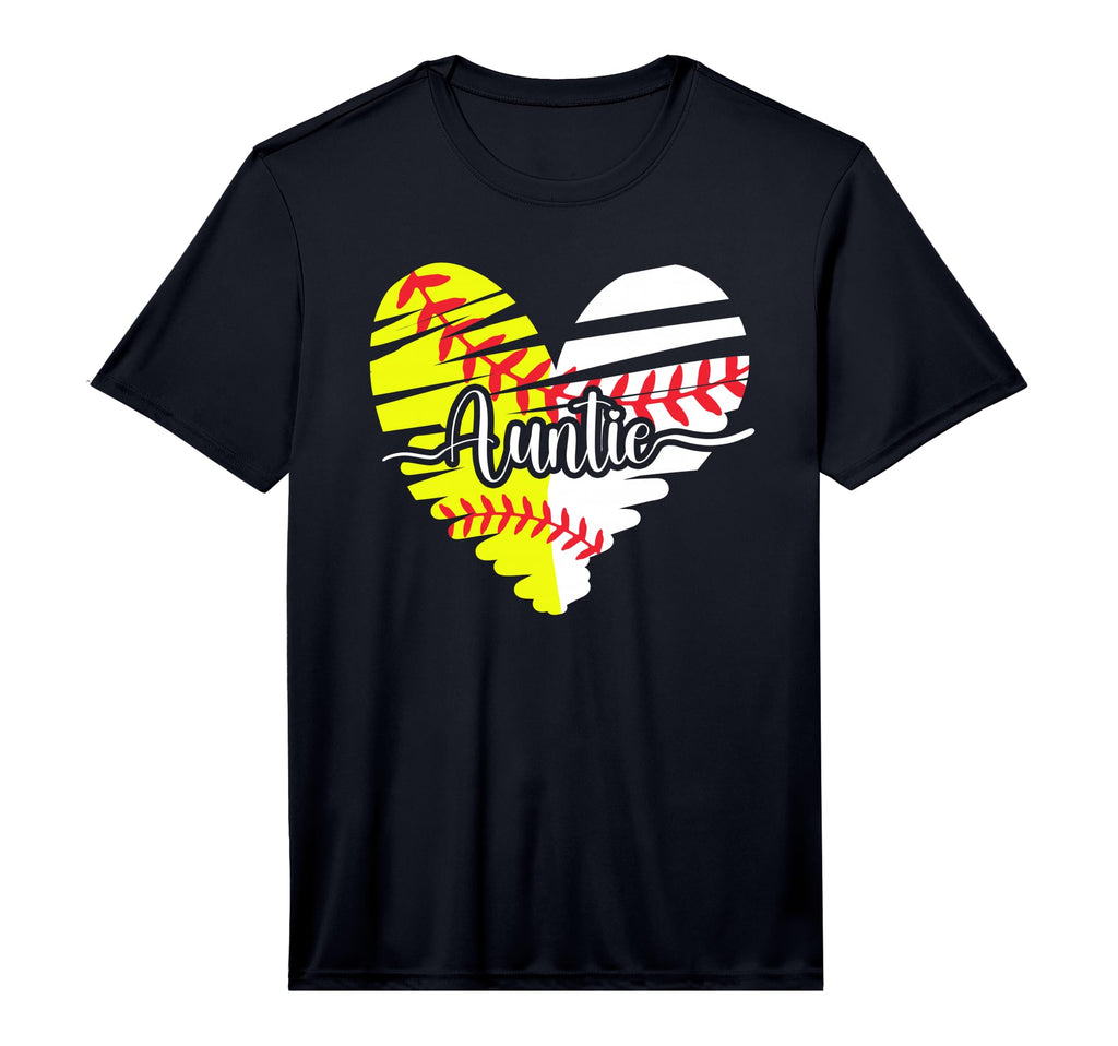 Mens Baseball Softball Auntie Heart T-Shirt - Unique Graphic Men Women - T-Shirt, Sweatshirt, Hoodie