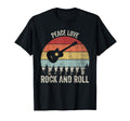 Peace Love Rock And Roll Music Guitar T-Shirt - Graphic Print Unisex - T-Shirt, Sweatshirt, Hoodie