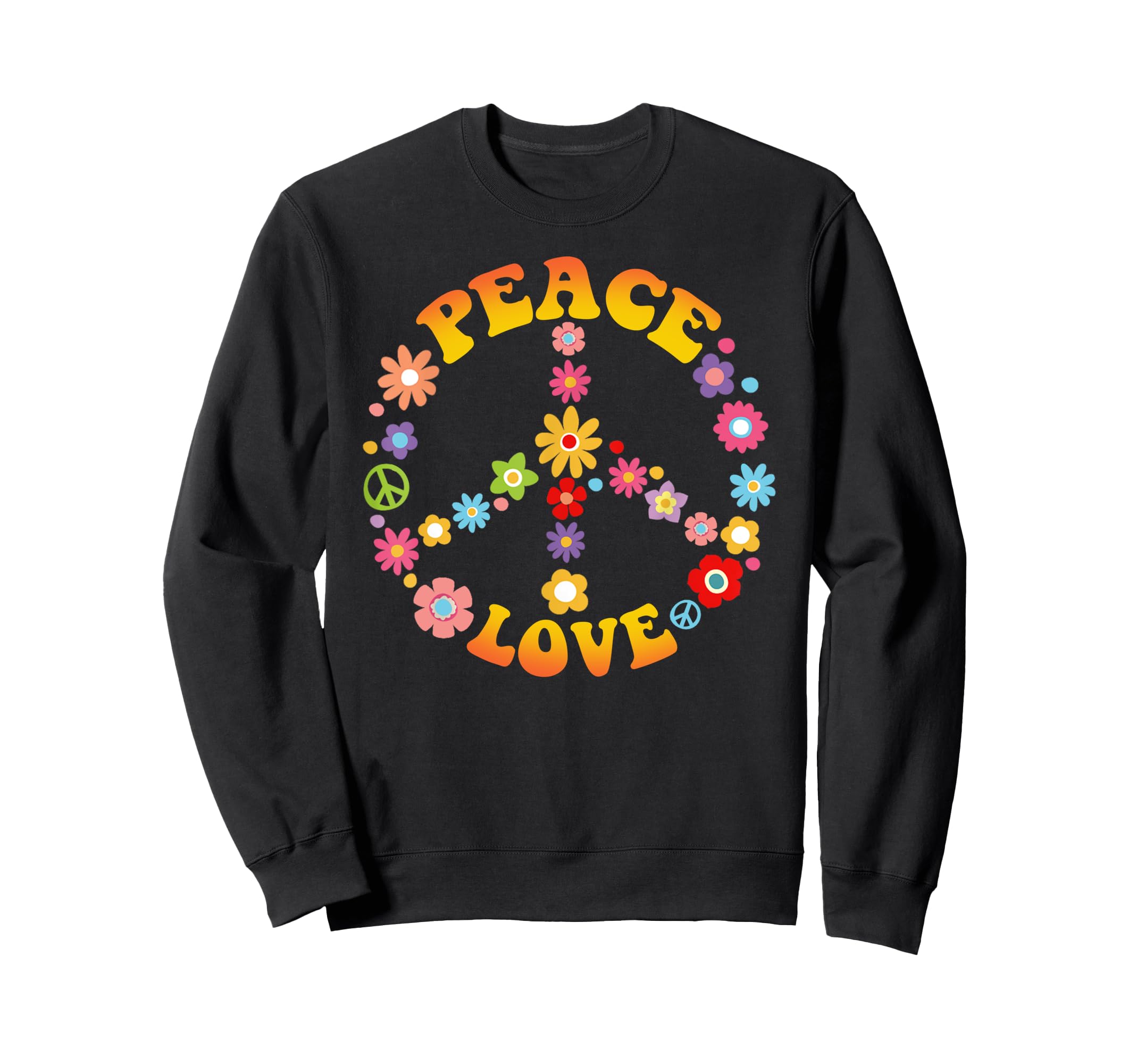 Peace Sign Love 60S 70S Costume Sweatshirt - Trendy Graphic for Adults - T-Shirt, Sweatshirt, Hoodie