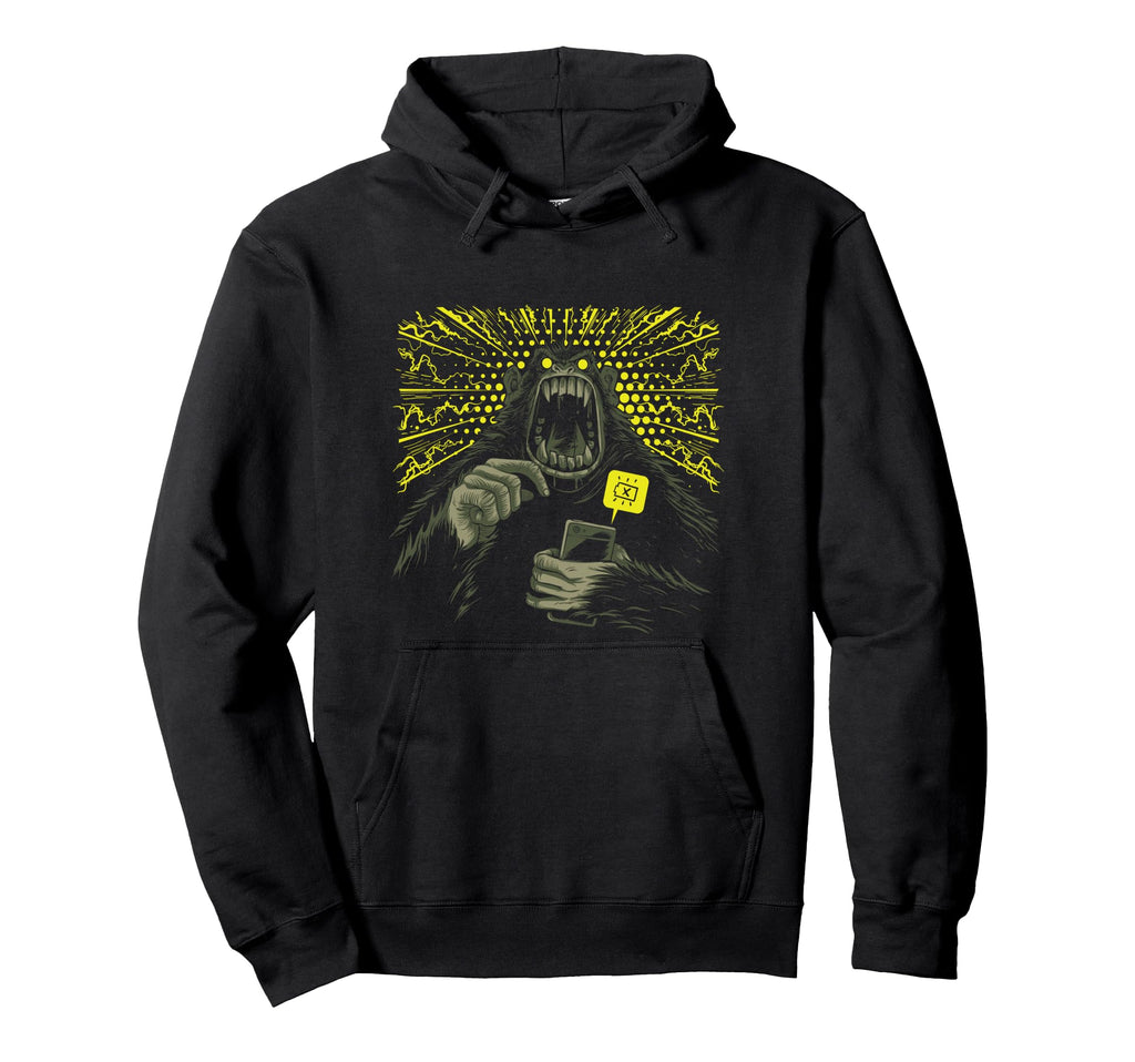 Angry Gorilla Ape Phone Aesthetic Edgy Hoodie - Novelty Apparel for Adults - T-Shirt, Sweatshirt, Hoodie