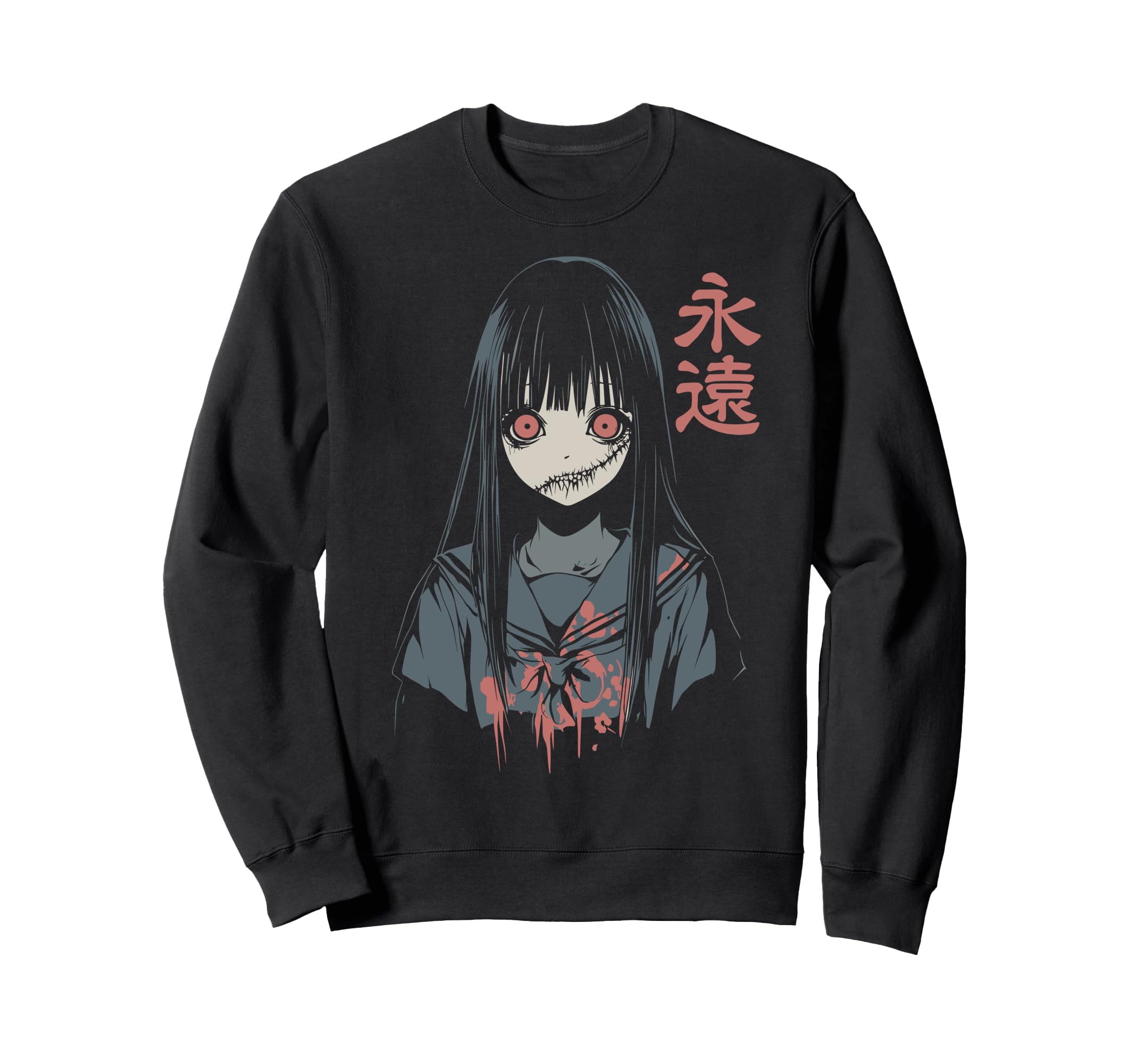 Anime Horror Aesthetic Soft Grunge Sweatshirt - Unique Graphic for Adults - T-Shirt, Sweatshirt, Hoodie