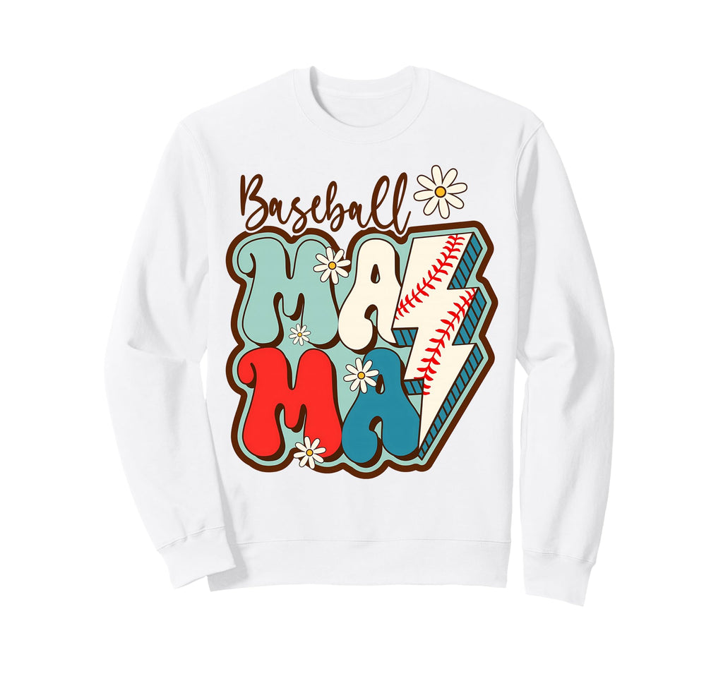 Mama Ball Mom Baseball Softball Mama Sweatshirt - Graphic Print Men Women - T-Shirt, Sweatshirt, Hoodie
