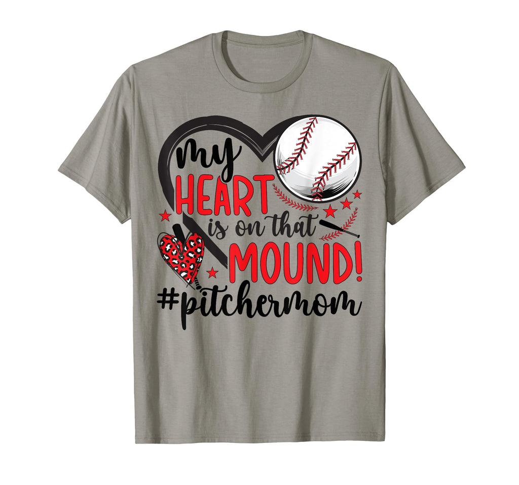 My Heart Baseball Pitcher Mom T-Shirt - Minimalist Print Men Women - T-Shirt, Sweatshirt, Hoodie