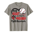 My Heart Baseball Pitcher Mom T-Shirt - Minimalist Print Men Women - T-Shirt, Sweatshirt, Hoodie