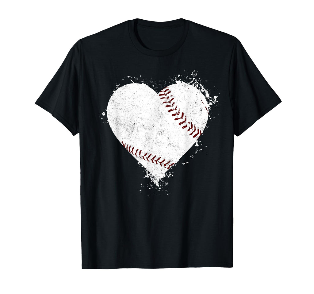 Grunge Baseball Heart Softball T-Shirt - Casual Everyday Wear Men Women - T-Shirt, Sweatshirt, Hoodie