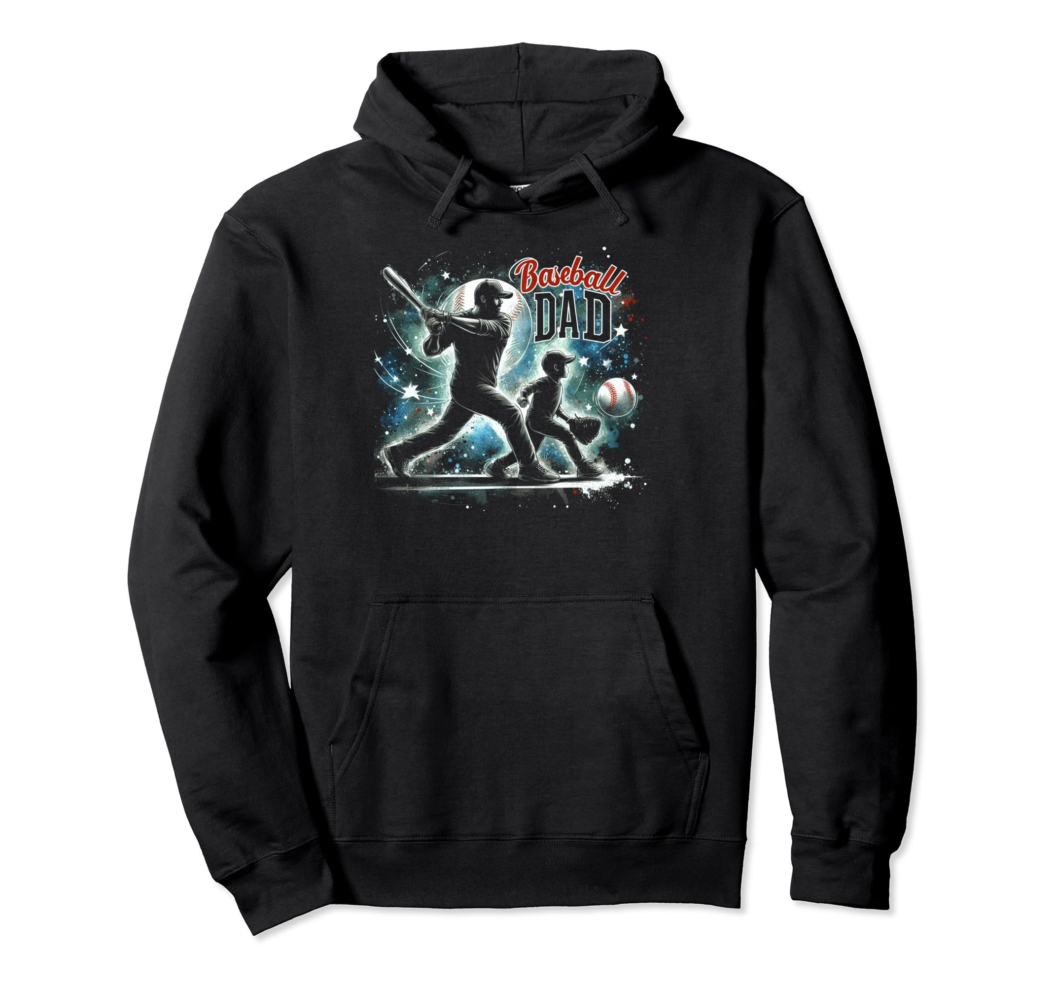 Baseball Dad Fathers Day Hoodie - Casual Everyday Wear Men Women - T-Shirt, Sweatshirt, Hoodie