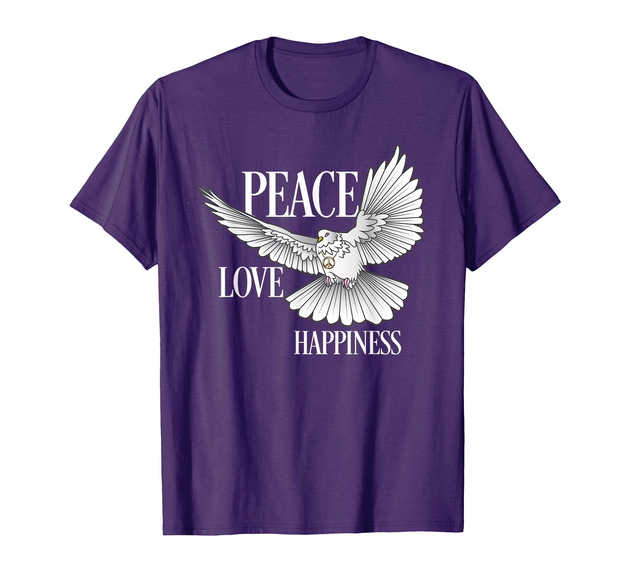 Peace Love And Happiness Dove Peace T-Shirt - Trendy Graphic for Adults - T-Shirt, Sweatshirt, Hoodie