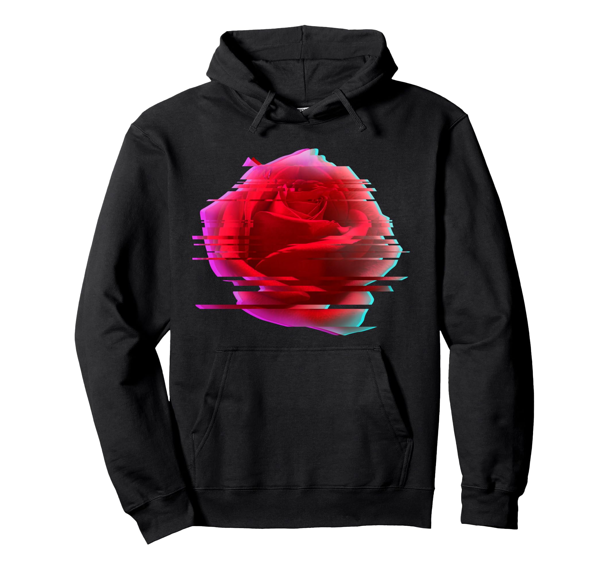 Glitch Rose Vaporwave Aesthetic Trippy Hoodie - Graphic Print Unisex - T-Shirt, Sweatshirt, Hoodie
