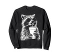 Raccoon Drinking Iced Coffee Funny Sweatshirt - Streetwear Style Men Women - T-Shirt, Sweatshirt, Hoodie