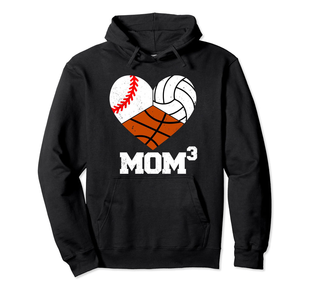 Mom Cubed Mom3 Mom Three Baseball Hoodie - Fun Novelty Design Men Women - T-Shirt, Sweatshirt, Hoodie