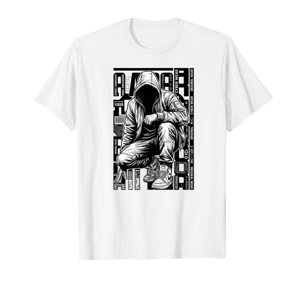 Hip Hop Cyber Street Rebel Shadow Old T-Shirt - Unique Graphic for Adults - T-Shirt, Sweatshirt, Hoodie