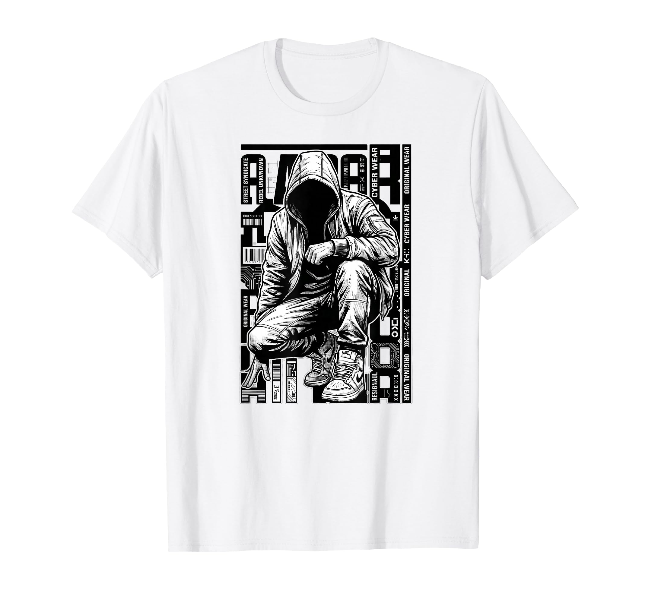 Hip Hop Cyber Street Rebel Shadow Old T-Shirt - Unique Graphic for Adults - T-Shirt, Sweatshirt, Hoodie