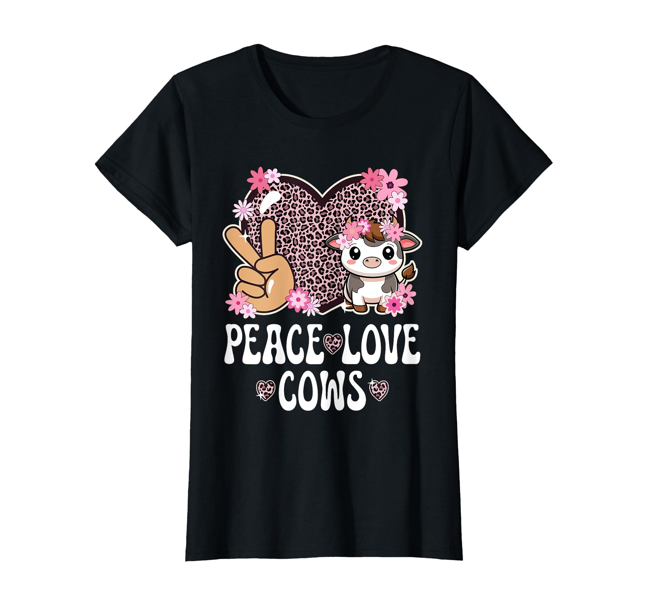 Peace Love Cows Leopard Cow Lover Cow T-Shirt - Unique Graphic for Adults - T-Shirt, Sweatshirt, Hoodie